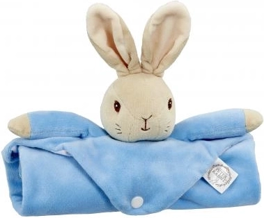 Plüss puhapelenka PETR RABBIT nyuszival, kék, 37,5 × 37,5 cm