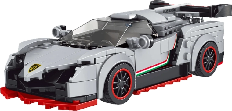 398 db-os sportautó-építőkocka készlet. Fehér