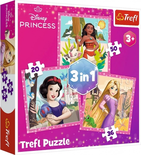 Puzzle 3 az 1-ben – gyönyörű virágok – DISNEY PRINCESS Trefl
