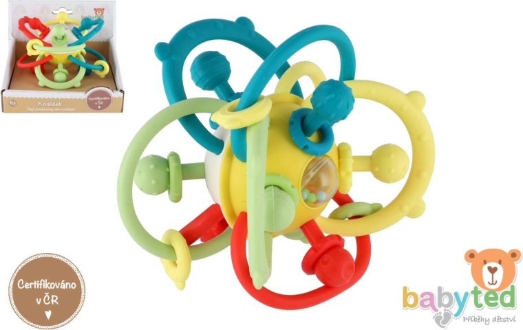 BABYTED babacsörgő és rágóka, gömb alakú, 6 hó+
