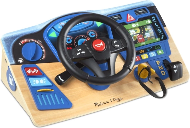 Fából készült interaktív műszerfal kormánnyal MELISSA & DOUG VROOM AND ZOOM