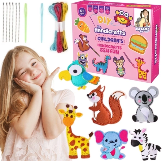 Woopie gyermek filcvarró DIY készlet – állatkák és kulcstartó/bag charm függők