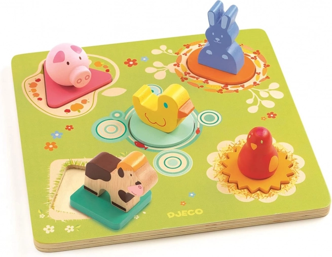 Djeco a farmon – fa betétes puzzle a legkisebbeknek