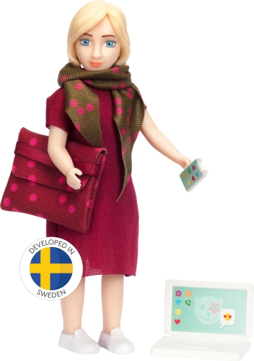 Lundby baba mama – üzletasszony laptoppal és telefonnal