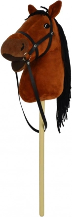 Plüss póni rúdon 70 cm hanggal, sötétbarna