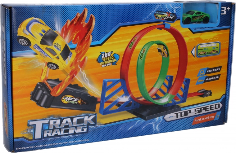 Hurok- és tűzrámpás versenypálya 100 × 22 × 27 cm