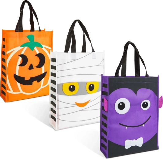 Halloween ajándéktáska filcdekorációval, 40 × 30 cm – 1 darab