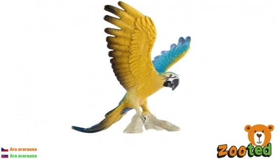 Műanyag ara ararauna papagáj figura, 9 cm