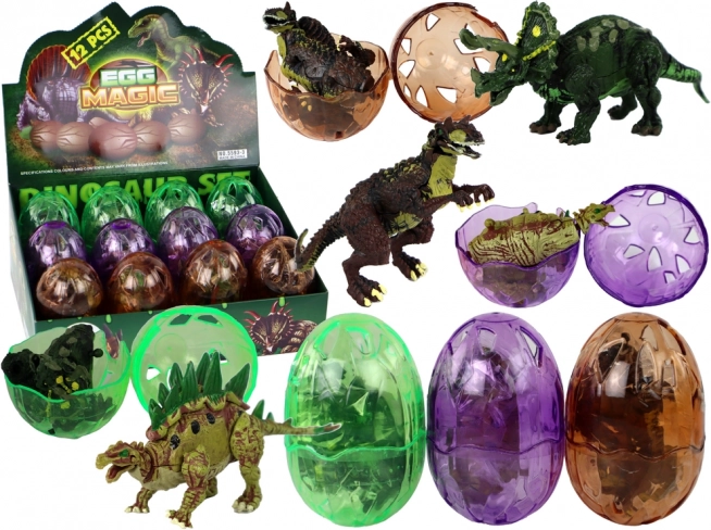 Dinoszaurusz tojás figurával, 9 cm, 3 színben