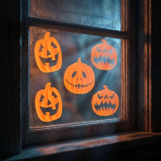 Halloween-i 3D zselés ablakdekoráció tökök, 9 db