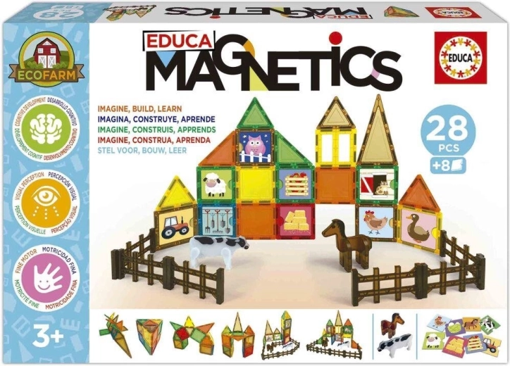 Educa mágneses építőjáték Magnetics öko farm 28 darabos