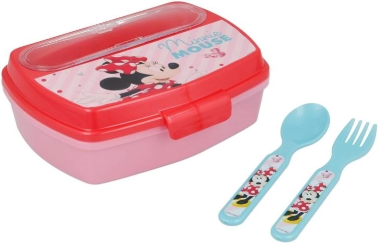 Minnie uzsonnás doboz evőeszközzel