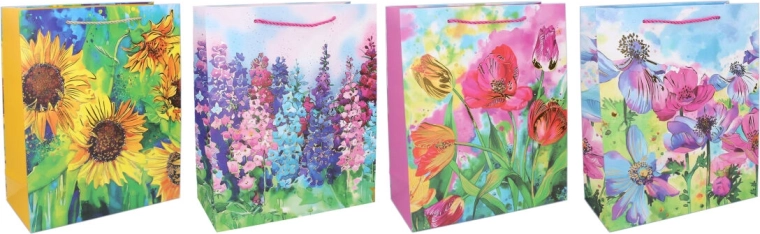 Ajándék papírtáska S 18 × 23 × 8 cm – virágmintás, egész évben használható