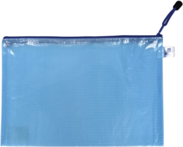 Hálós, cipzáras A5-ös tasak, kék