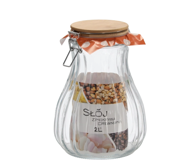 2 l-es üvegedény fa tetővel