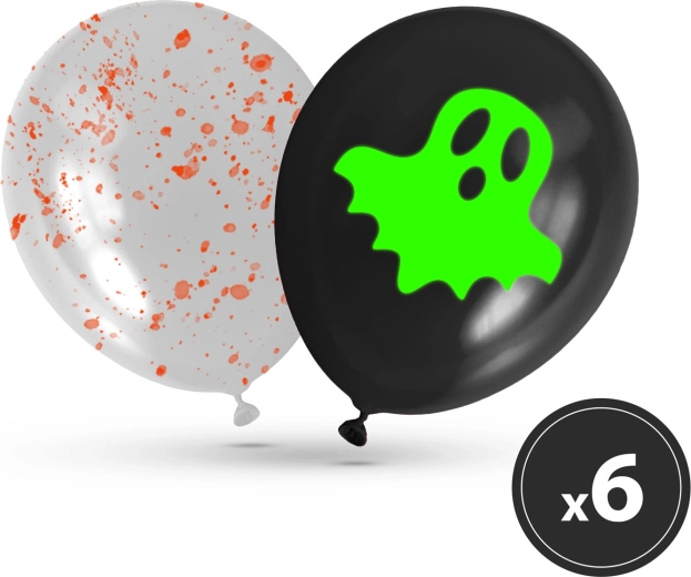 Foszforeszkáló Halloween-lufi készlet, 6 db