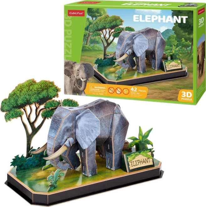 3D puzzle állati barátok – elefánt, 42 darab