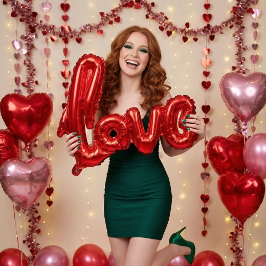 LOVE feliratú fóliaballon, metál bordó, 55 cm