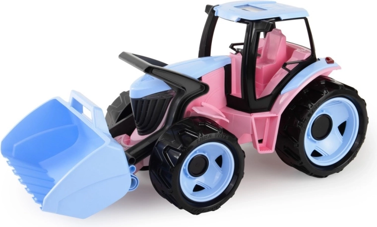 Gyermek traktor tolólappal, 62 cm, rózsaszín
