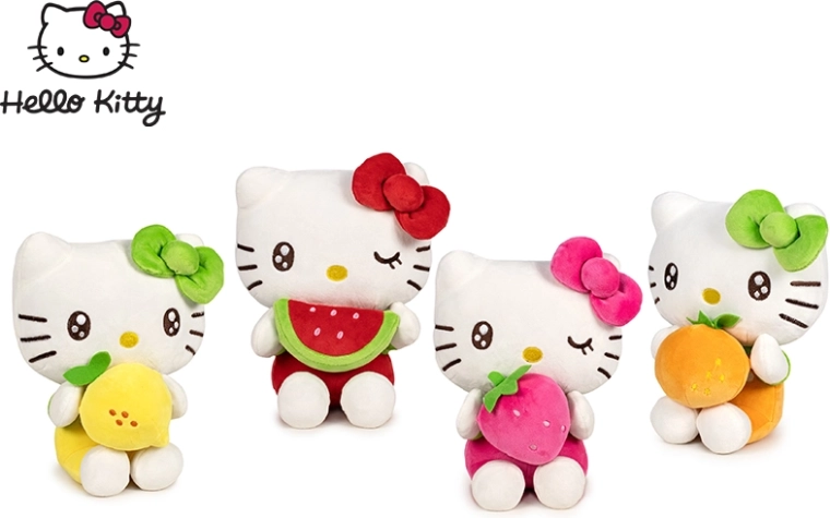 Hello Kitty plüss figura gyümölccsel 16 cm, ülő (4 változat)