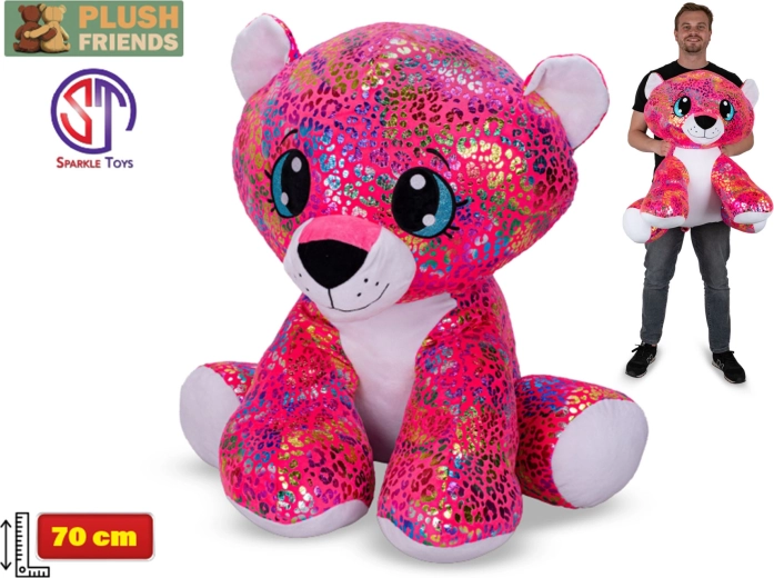 Plüss leopárd szivárványos csillogással 70 cm – Plush Friends Star Sparkle