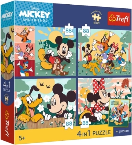 Trefl Premium Plus Kids puzzle Mickey egér – „Razem z przyjacif342mi” 4×88 darabos