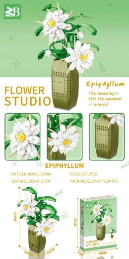 Fehér virágok építőkészlet, 571 darab