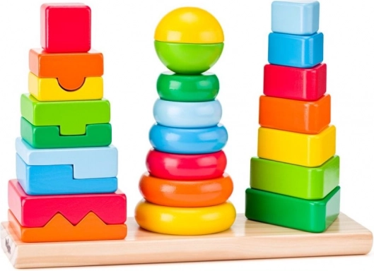 Fából készült geometriai kirakó – 3 torony