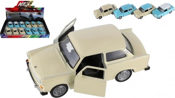 Welly Trabant 601 fém autó 10 cm, vegyes 4 szín, szabadon futó, 12 db dobozban