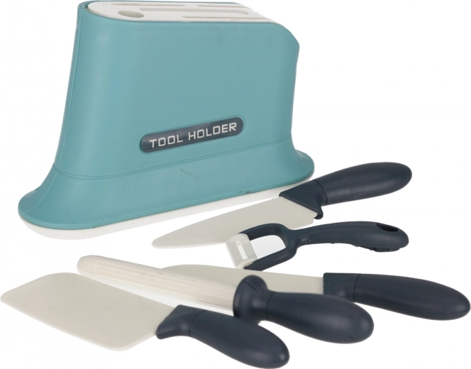 Konyhai késkészlet tartóval és hámozóval