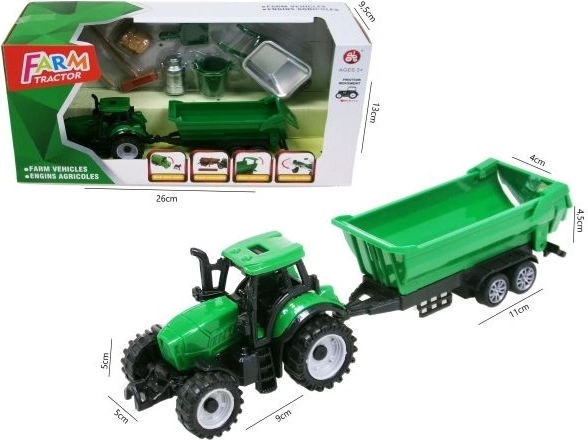 Traktor utánfutóval és kiegészítőkkel