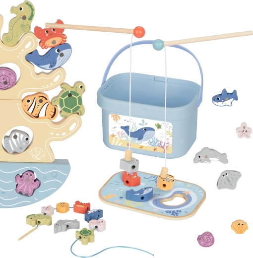 TOOKY TOY fa tengeri horgász- és egyensúlyozó játék, 23 darabos