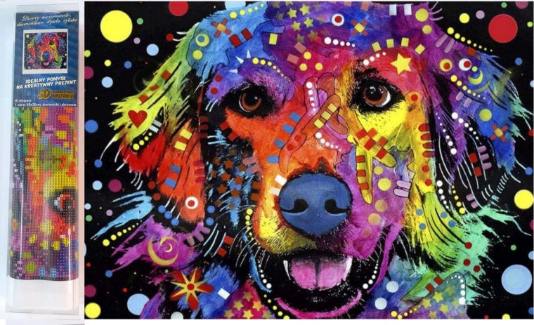 Gyémántszámfestés Absztrakt kutya 30 × 40 cm