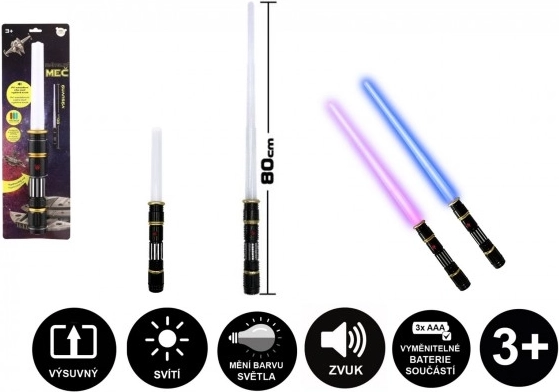 Összecsukható fénykard fénnyel és hangokkal, 80 cm