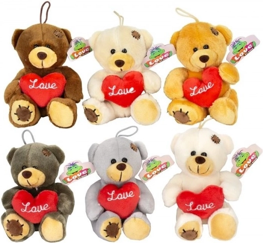Plüss maci Love feliratos szívvel 14 cm