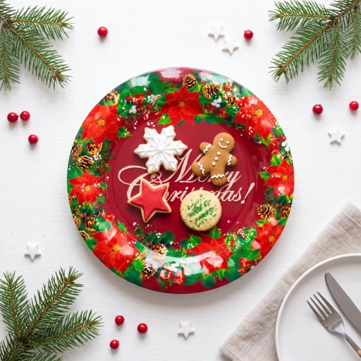 Karácsonyi műanyag tányér Merry Christmas 37,5 cm