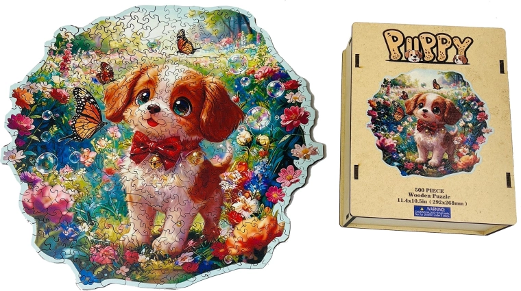 Fa puzzle játékos kiskutya
