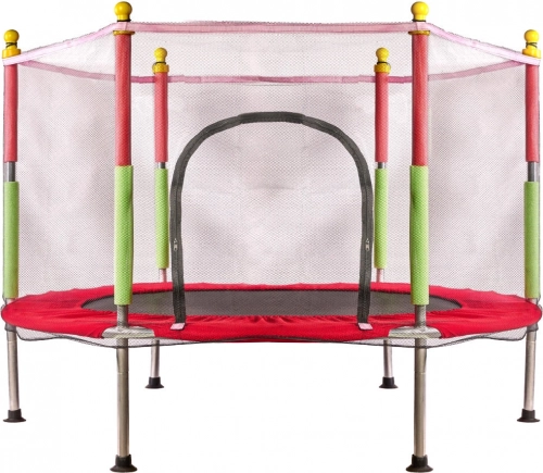 Gyermek kerti trambulin hálóval, piros, 140 cm