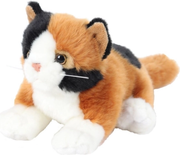 Plüss fekvő macska, barna, 30 cm