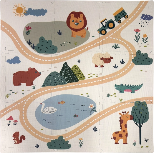 Humbi szafari állatkás puzzle habszivacs játszószőnyeg, 9 db-os