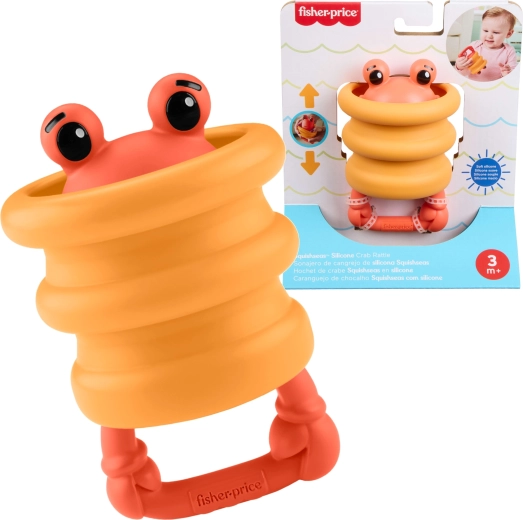 Fisher-Price Squishees rák – szilikon érzékszervi csörgő és rágóka babáknak