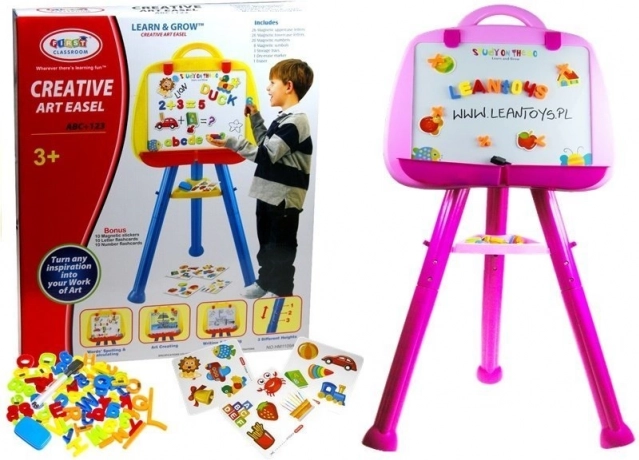 Rózsaszín gyermek mágneses tábla LeanToys