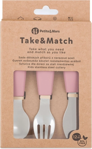 Petite&Mars rozsdamentes acél gyermek evőeszköz készlet take&match dusty rose 12m+