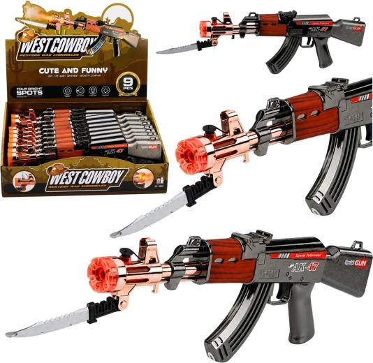 Szórakoztató AK-47 játékpuska elemmel, fényekkel, hangokkal és gőz effektussal