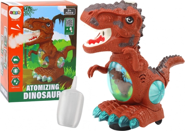 Táncoló barna dinoszaurusz akadályérzékelővel, fény- és hanghatásokkal