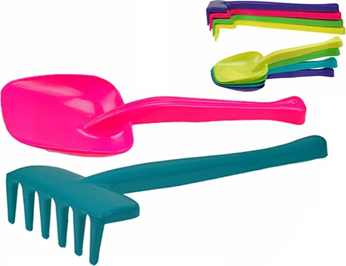 Gyermek lapát és gereblye 30 cm – 20 darabos készlet öt színben