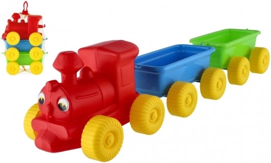 Színes műanyag vonat kocsikkal 60 cm
