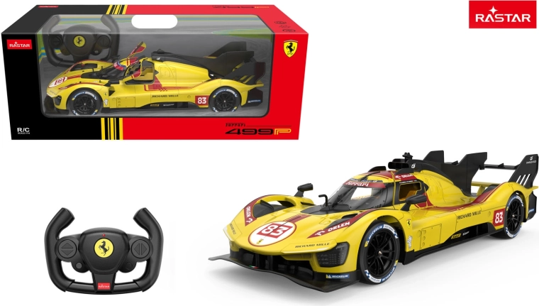 RC autó Ferrari 499P Rastar 1:14 sárga - 1 db