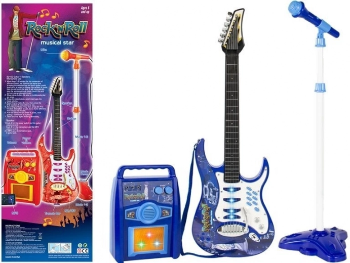 Gyerek elektromos gitár mikrofonnal és erősítővel