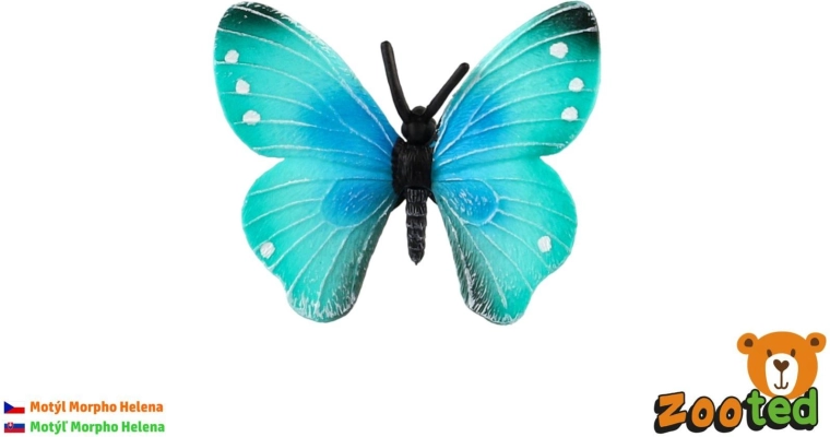 Zooted trópusi Morpho Helena lepke, műanyag figura, 7 cm